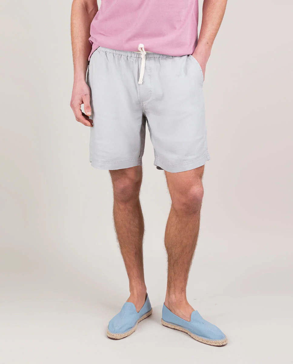 Bermuda Lino Garment Dyed Gris - Imagen 6