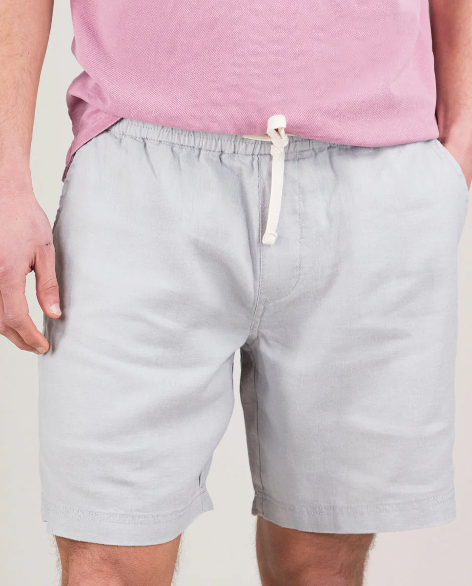 Bermuda Lino Garment Dyed Gris - Imagen 7