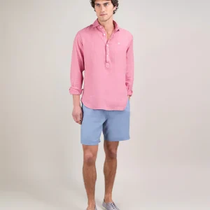 Bermuda Lino Garment Dyed Azul