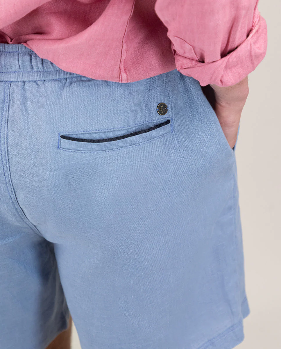 Bermuda Lino Garment Dyed Azul - Imagen 5