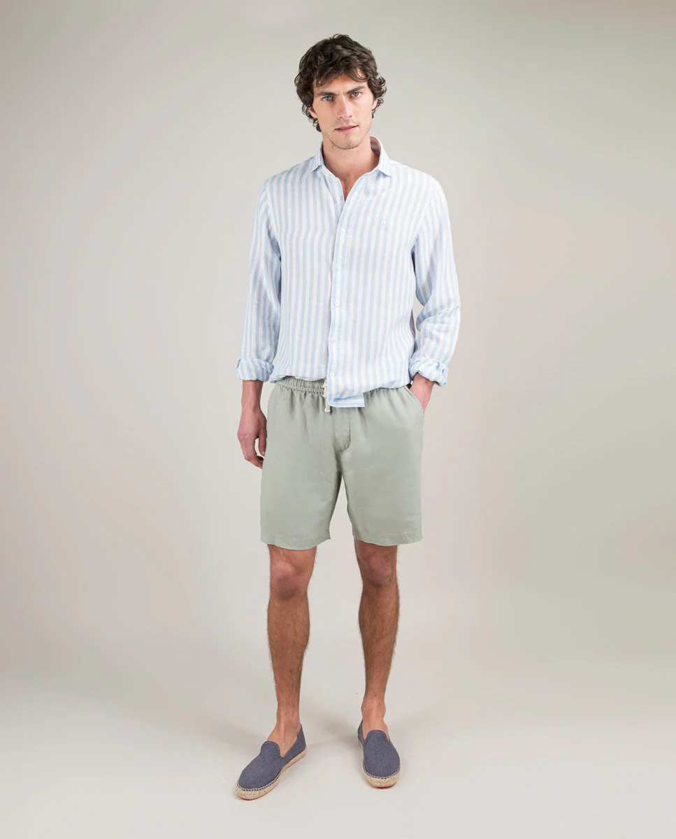 Bermuda Lino Garment Dyed Verde