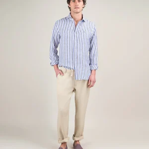 Pantalón Elástico Lino Garment Dyed Beige