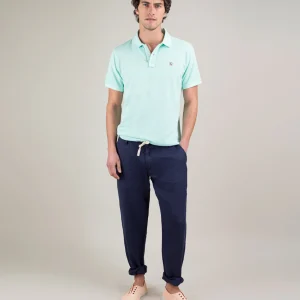 Pantalón Elástico Lino Garment Dyed Marino