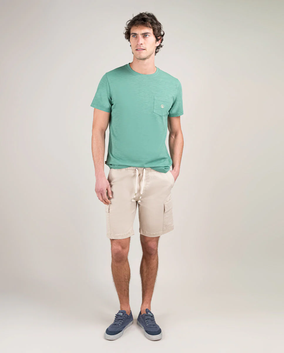 Bermuda Cargo Elástico Garment Dyed Beige