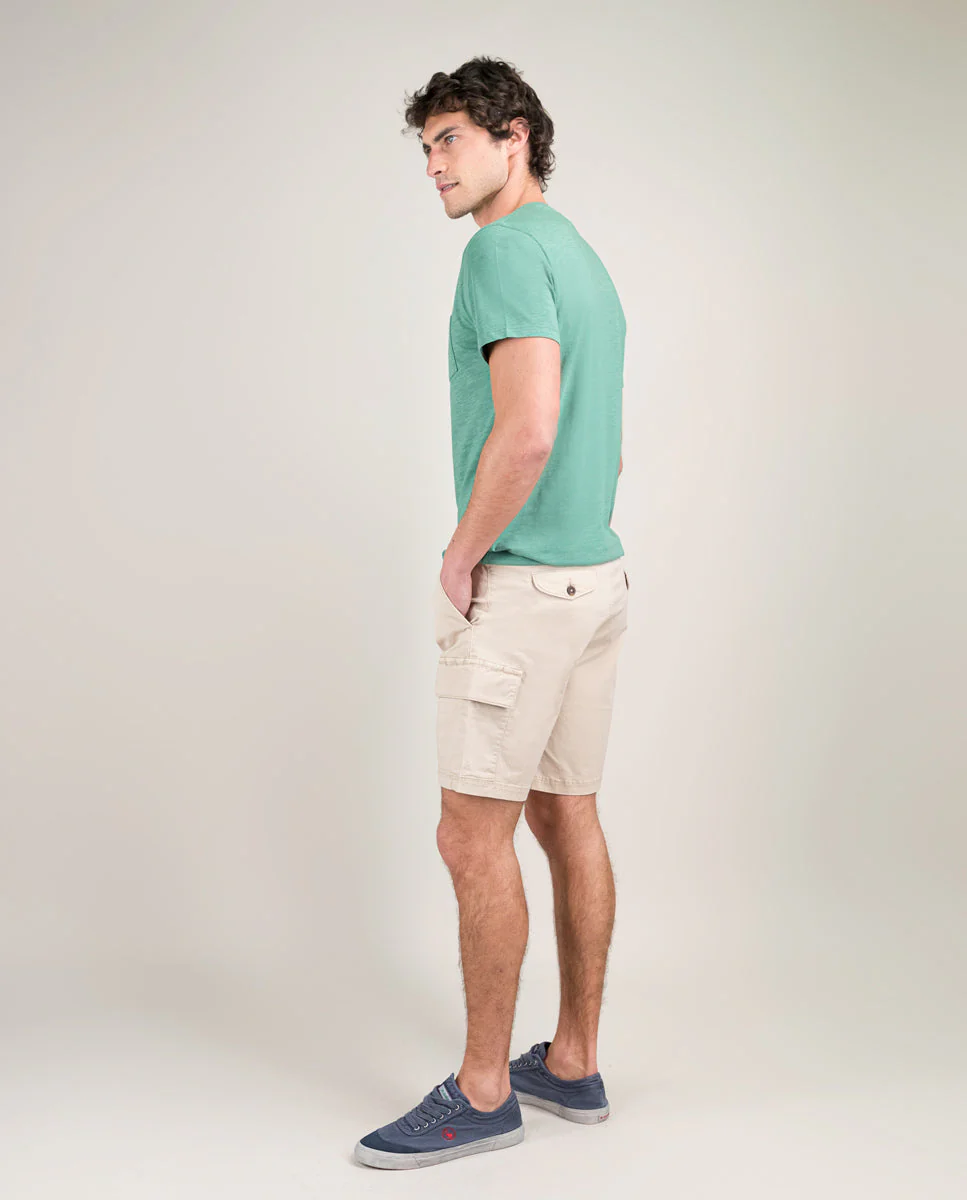 Bermuda Cargo Elástico Garment Dyed Beige - Imagen 5