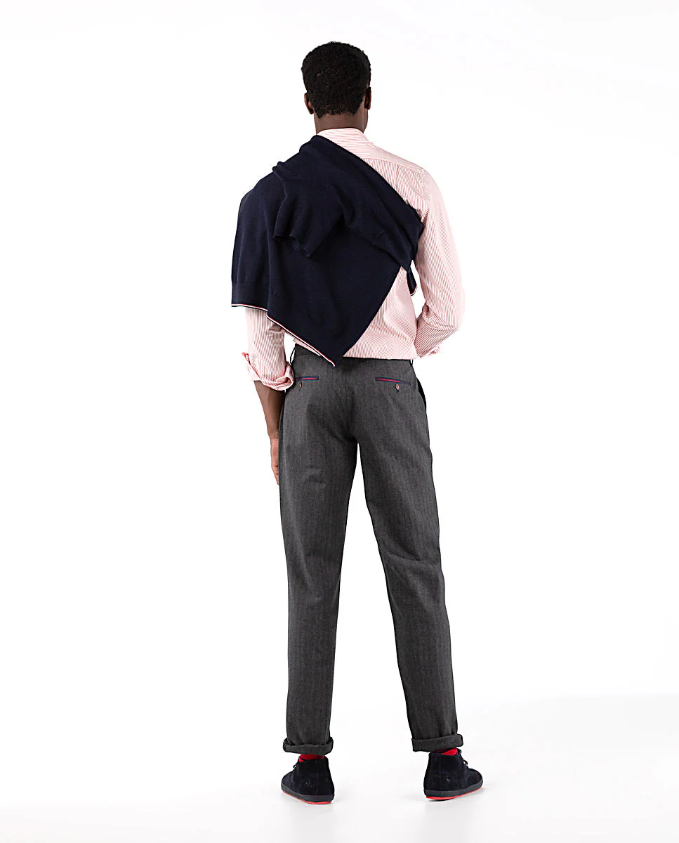 Pantalón Espiga Algodón Gris - Imagen 6