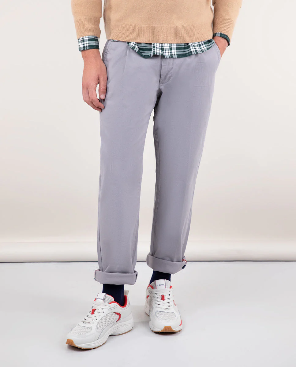 Pantalón Chino Pinza Gris - Imagen 6