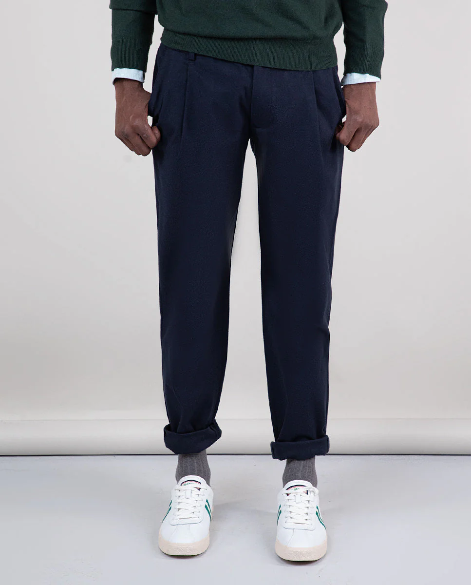 Pantalón Franela Pinzas Marino - Imagen 3