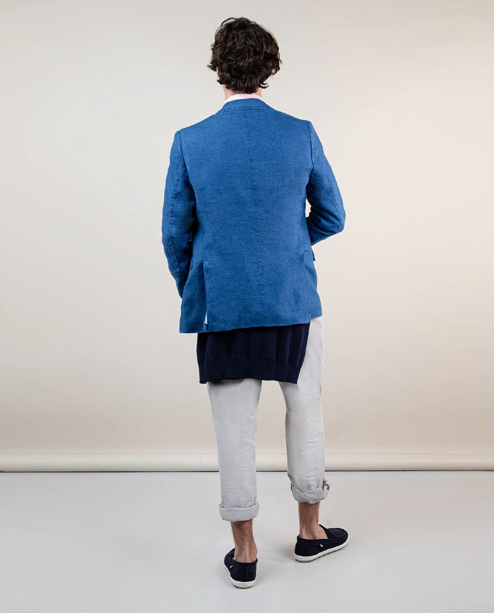 Americana Lino Lavado Azul - Imagen 4