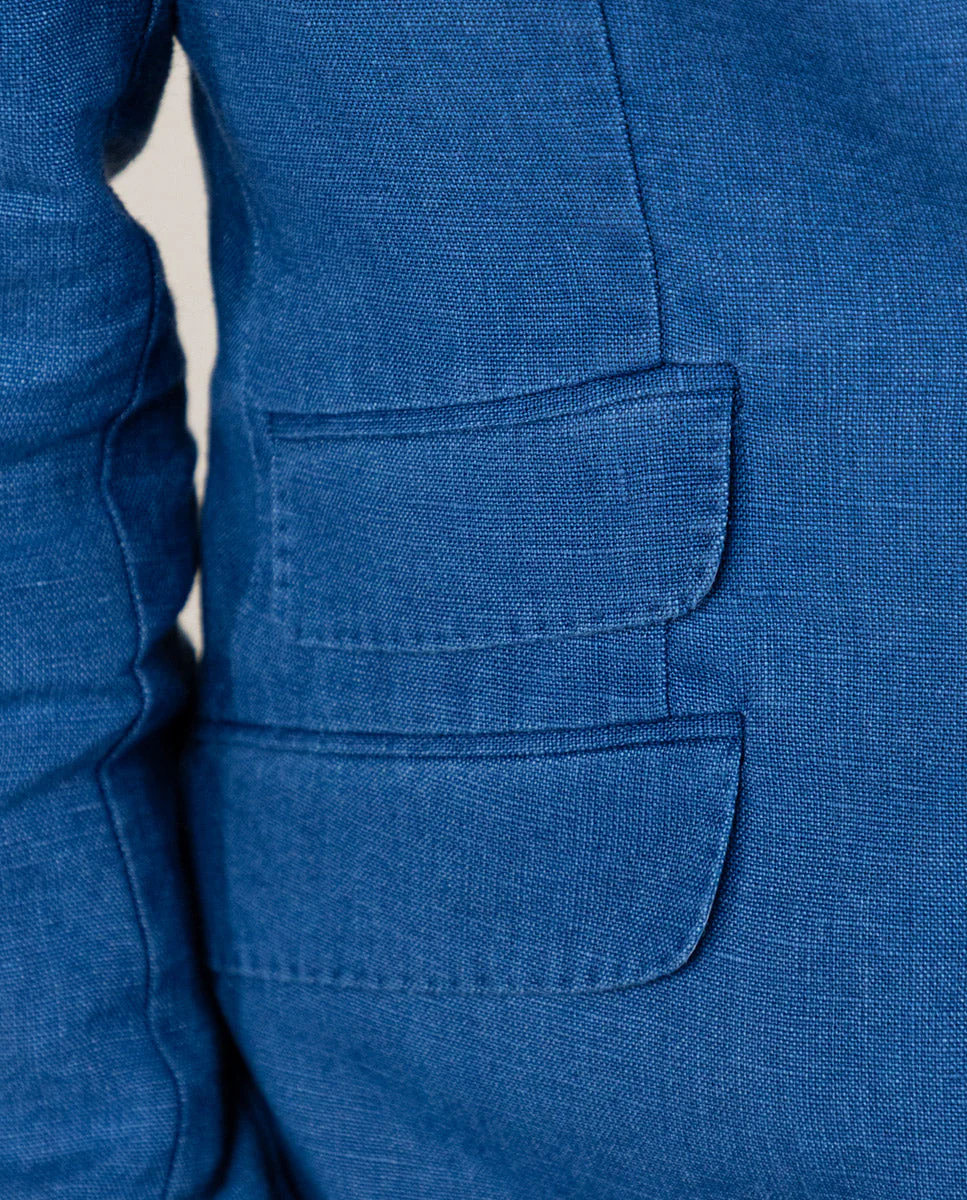 Americana Lino Lavado Azul - Imagen 6