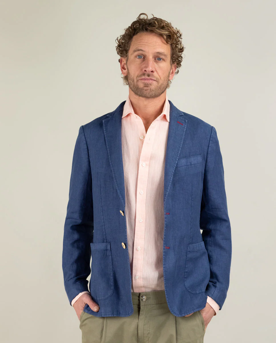 Americana Lino Garment Dyed Marino - Imagen 6