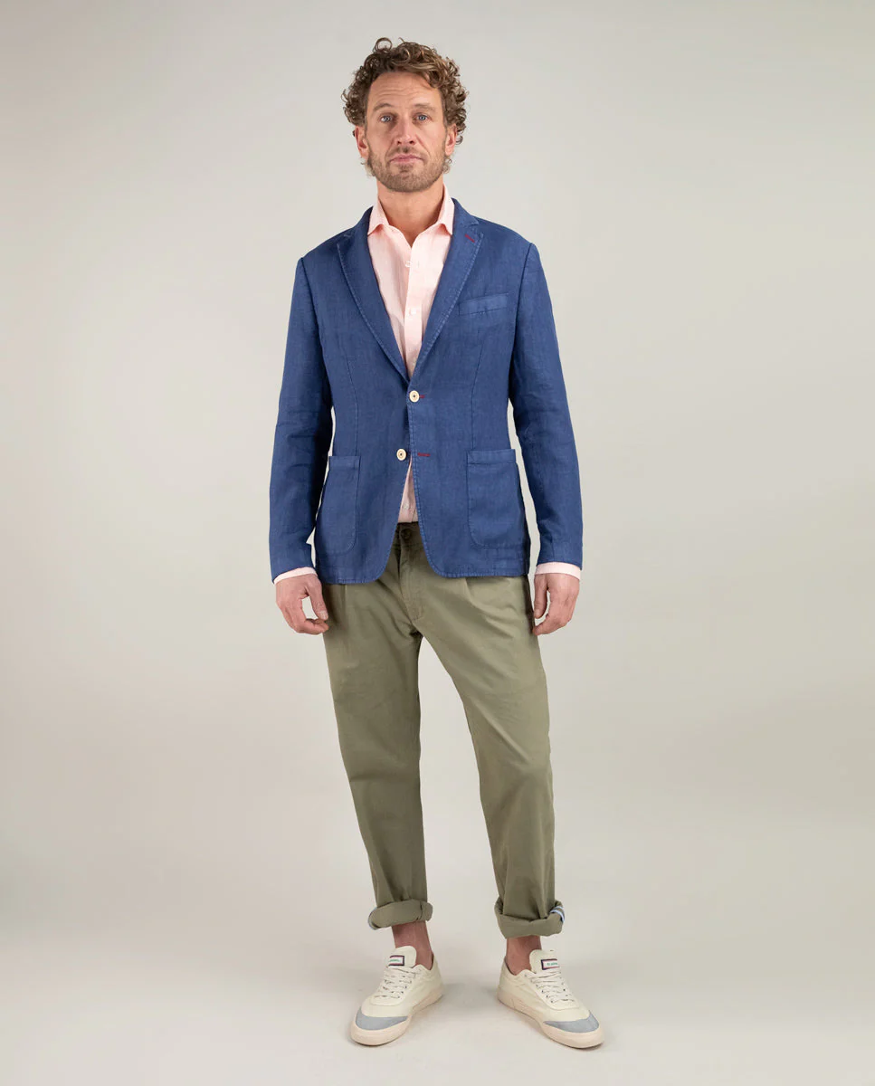 Americana Lino Garment Dyed Marino - Imagen 7