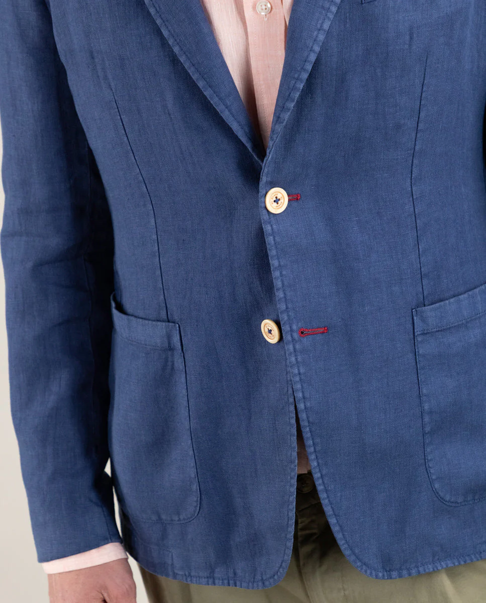 Americana Lino Garment Dyed Marino - Imagen 4