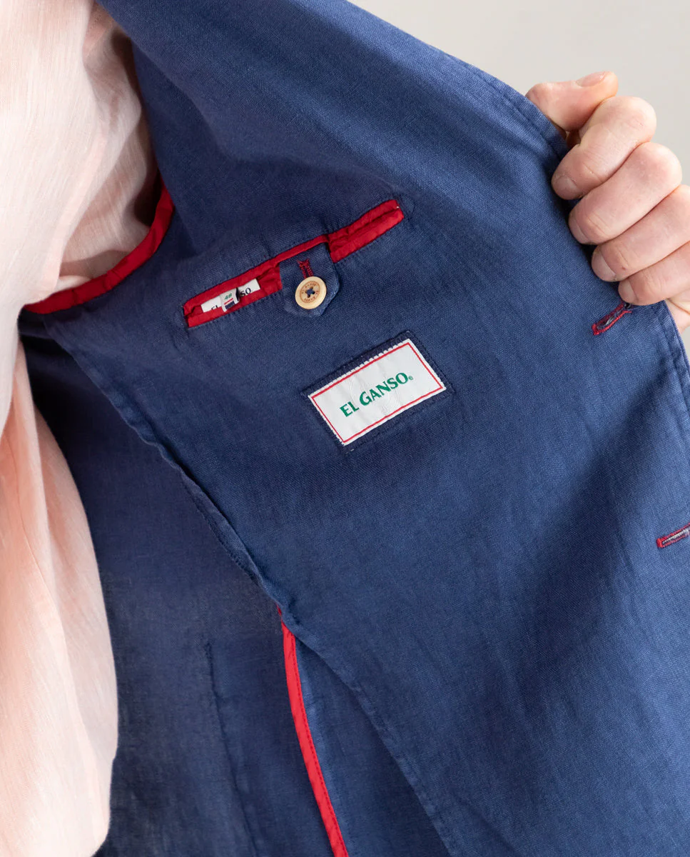 Americana Lino Garment Dyed Marino - Imagen 8