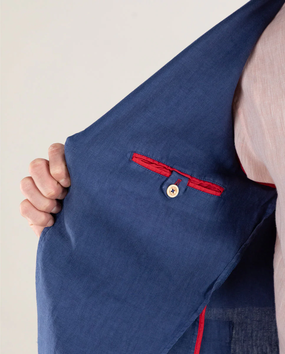 Americana Lino Garment Dyed Marino - Imagen 5