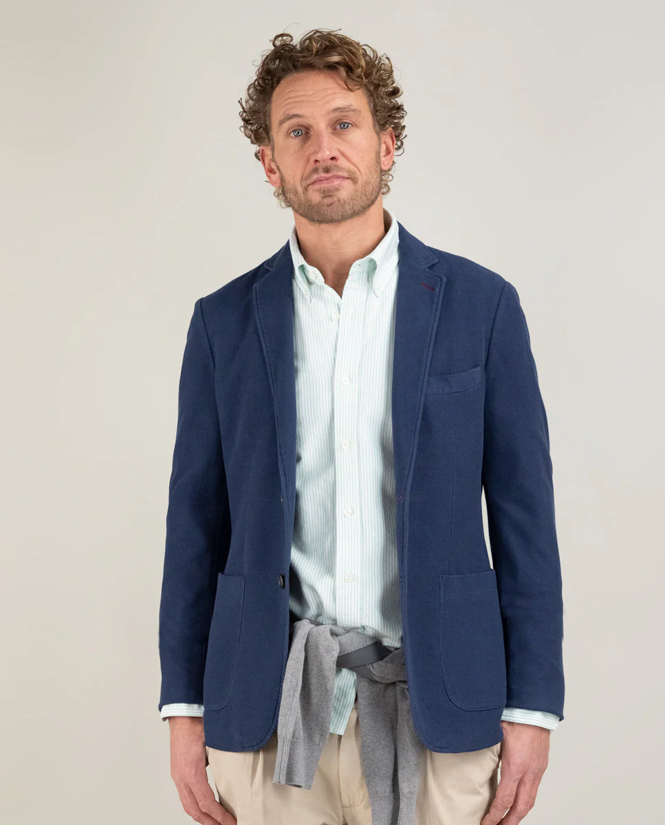 Americana Piqué Garment Dyed Marino - Imagen 7