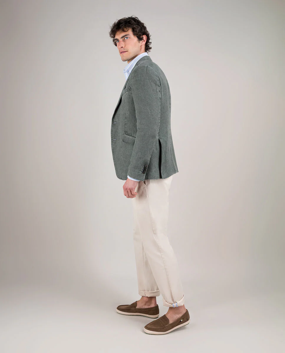 Americana Lino Lavado Verde - Imagen 3