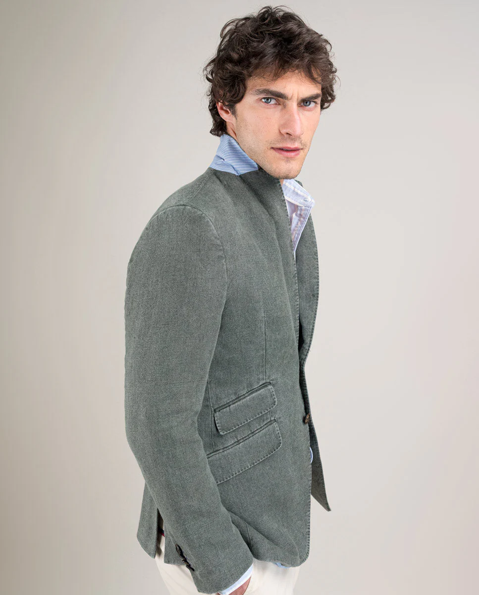 Americana Lino Lavado Verde - Imagen 8