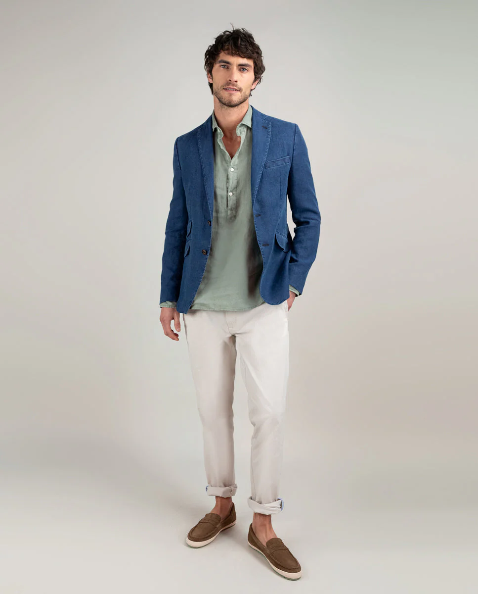 Americana Lino Lavado Azul