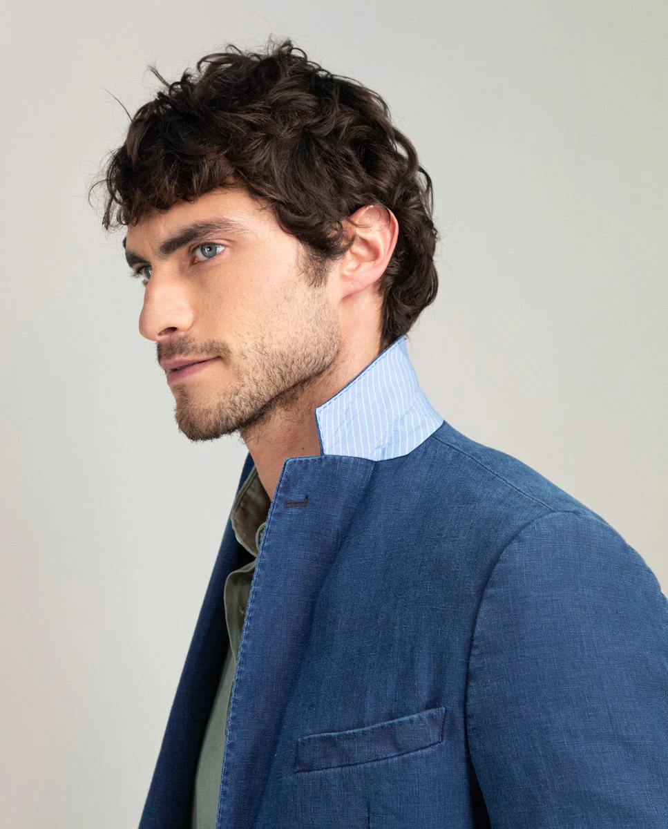 Americana Lino Lavado Azul - Imagen 7