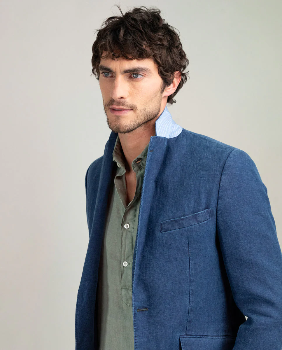 Americana Lino Lavado Azul - Imagen 8