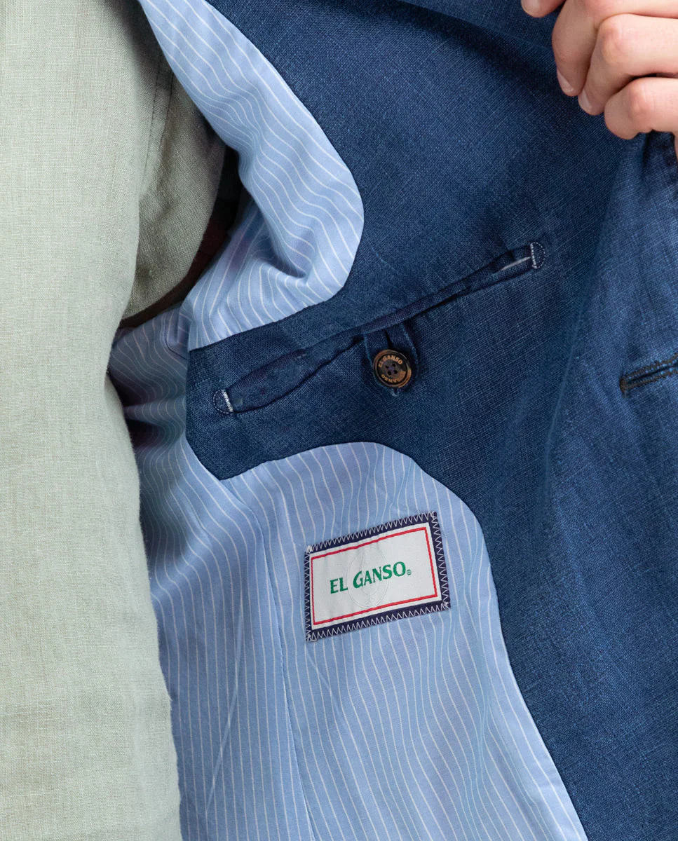 Americana Lino Lavado Azul - Imagen 6