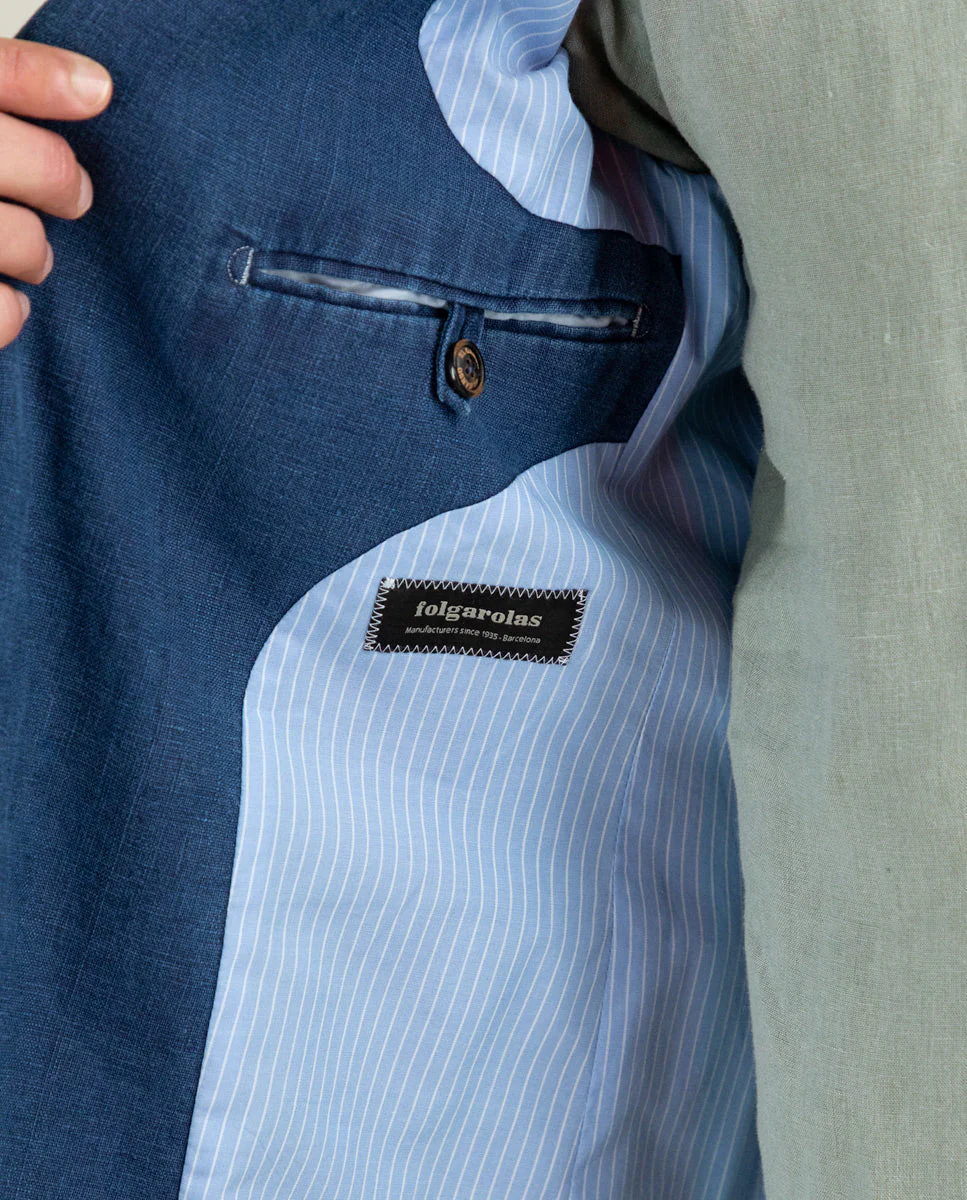 Americana Lino Lavado Azul - Imagen 4