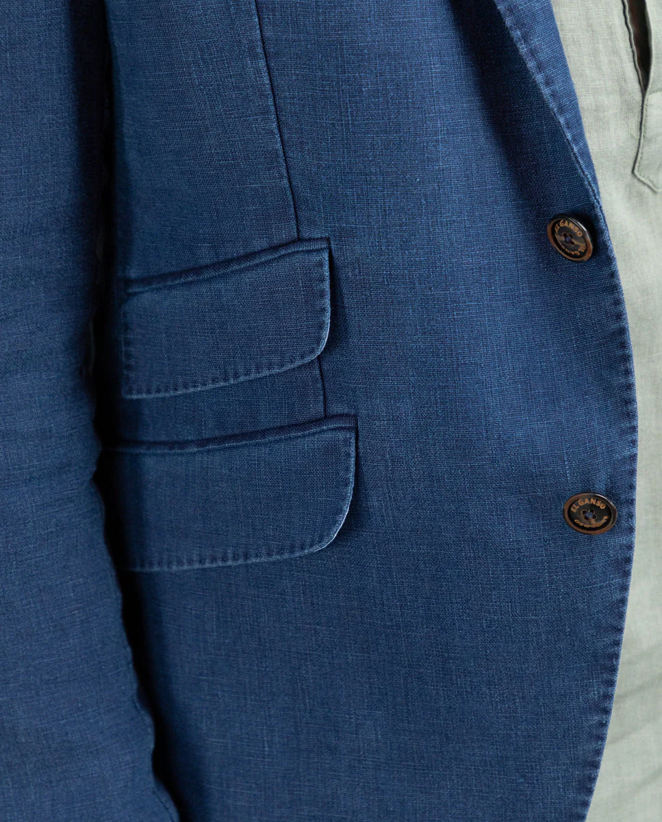 Americana Lino Lavado Azul - Imagen 5