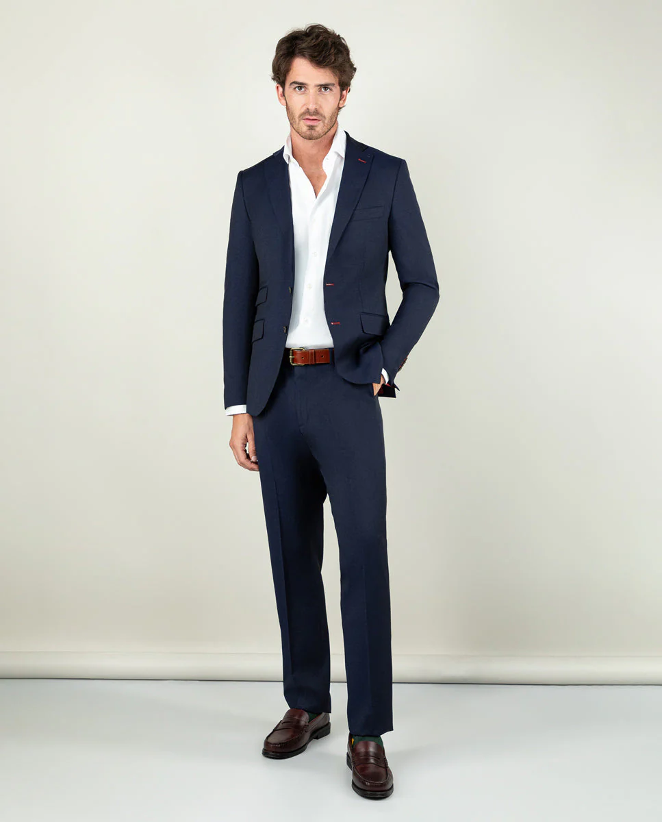 Americana Traje Liso Marino Coordinado Lavable