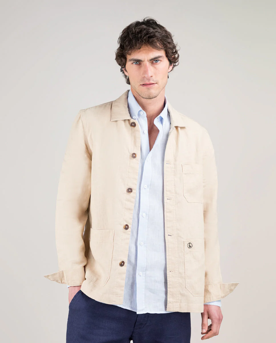 Sobrecamisa Lino Garment Dyed Beige - Imagen 6