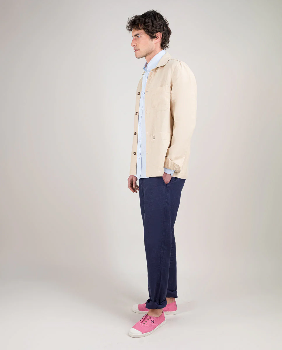 Sobrecamisa Lino Garment Dyed Beige - Imagen 5