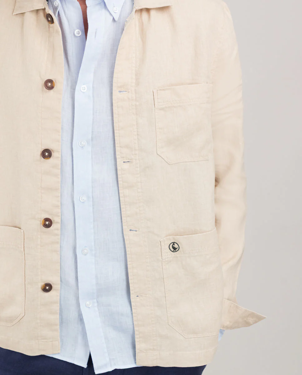 Sobrecamisa Lino Garment Dyed Beige - Imagen 4