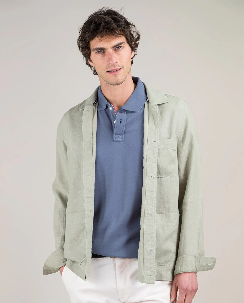 Sobrecamisa Lino Garment Dyed Verde - Imagen 6