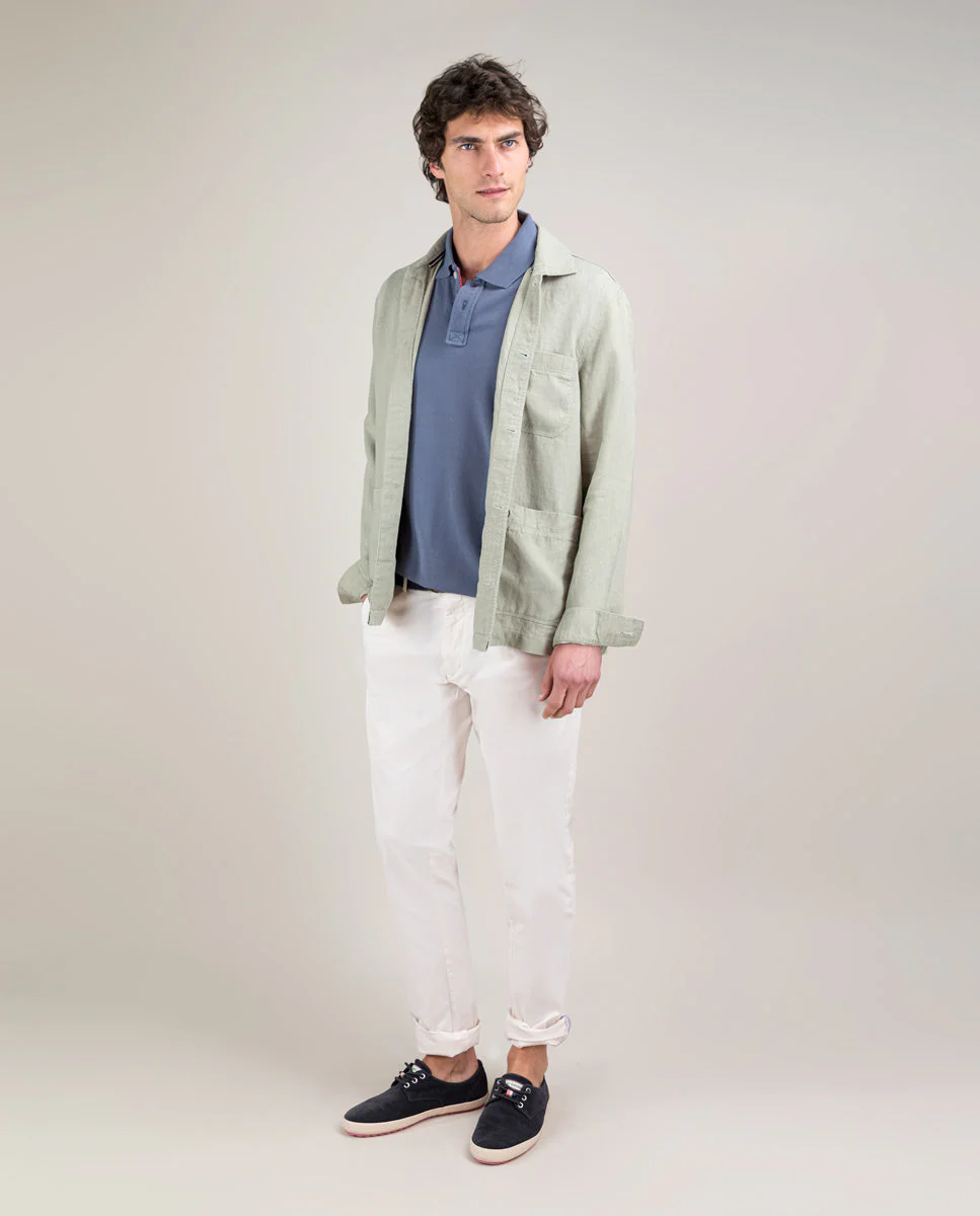 Sobrecamisa Lino Garment Dyed Verde