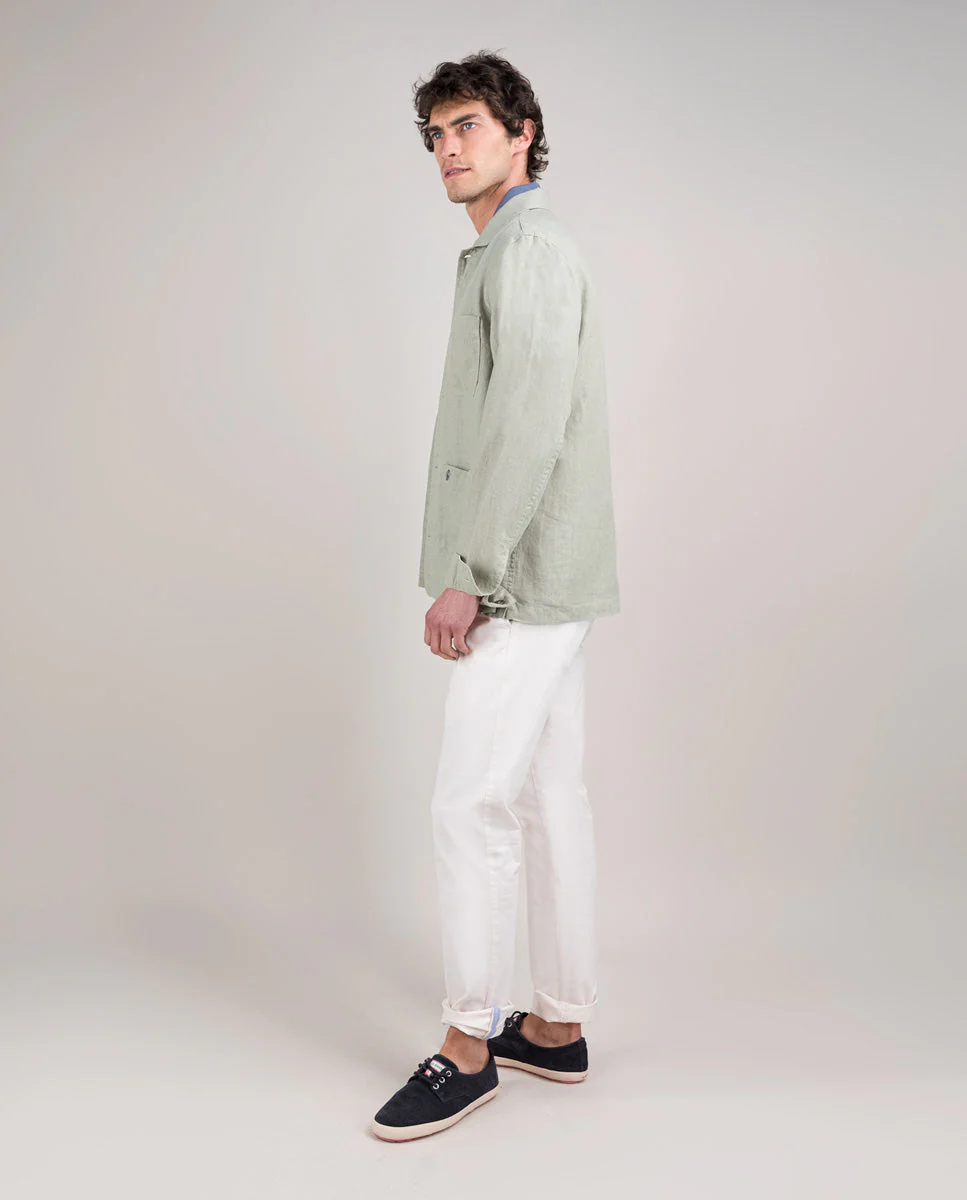Sobrecamisa Lino Garment Dyed Verde - Imagen 4