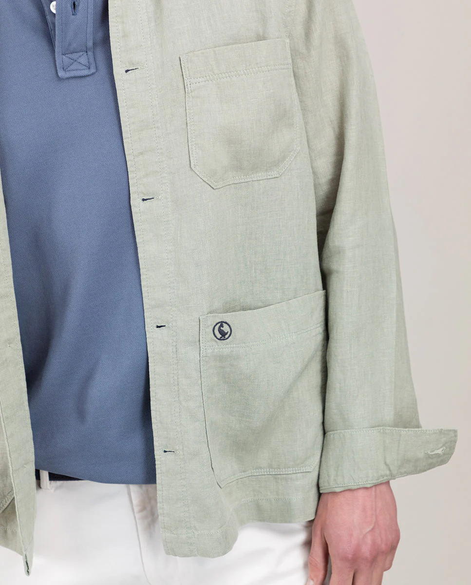 Sobrecamisa Lino Garment Dyed Verde - Imagen 3