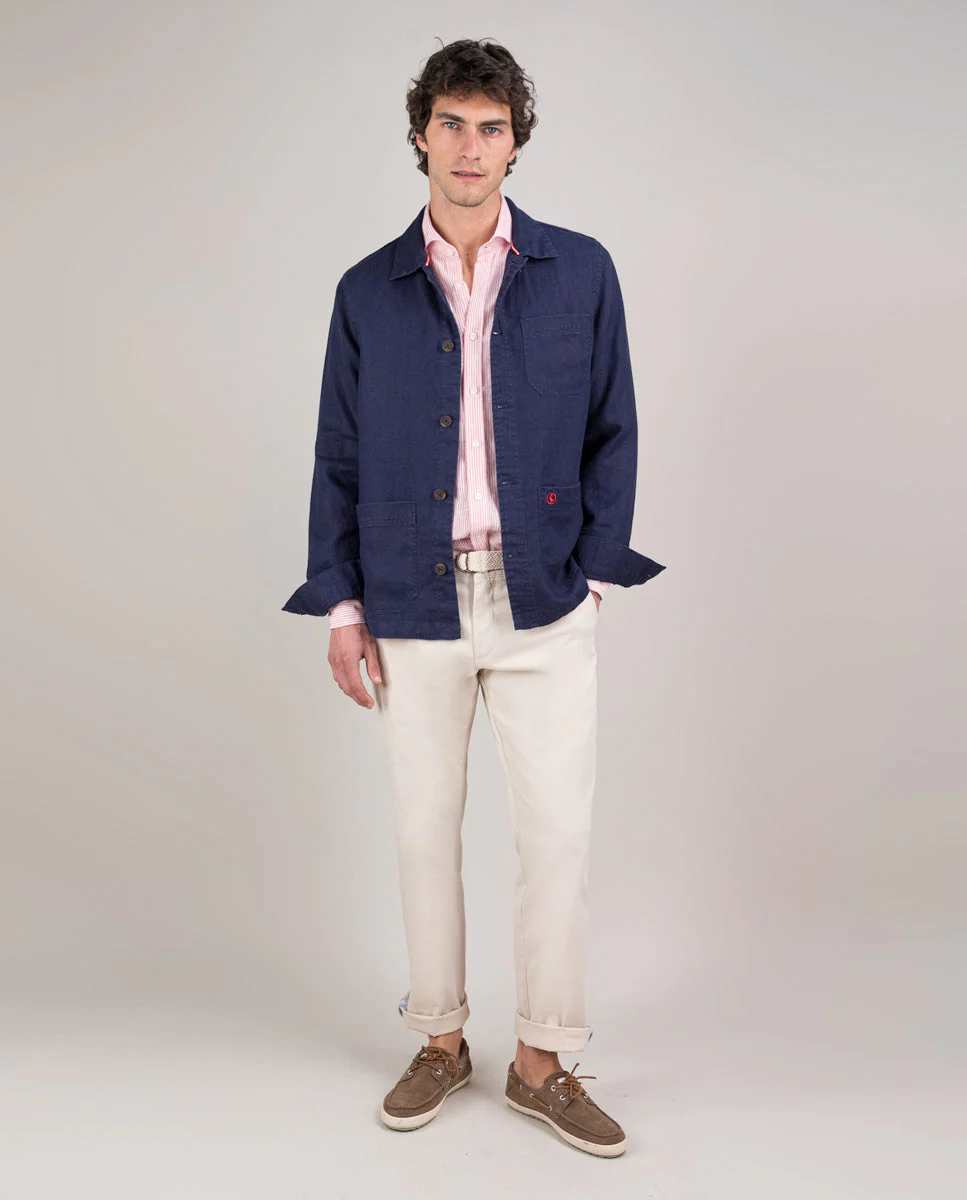 Sobrecamisa Lino Garment Dyed Marino