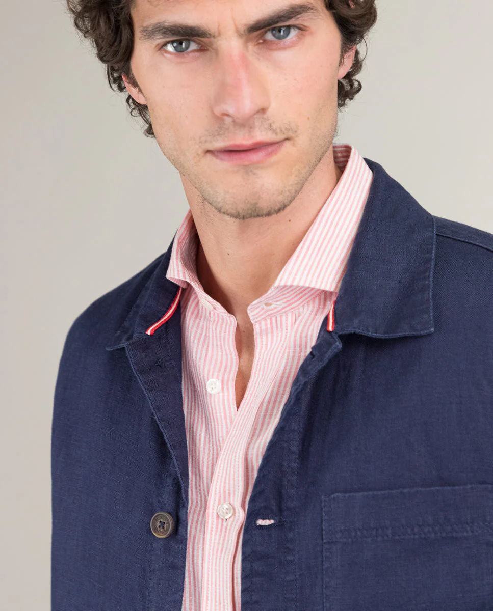 Sobrecamisa Lino Garment Dyed Marino - Imagen 3