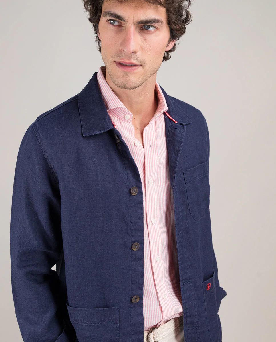 Sobrecamisa Lino Garment Dyed Marino - Imagen 4