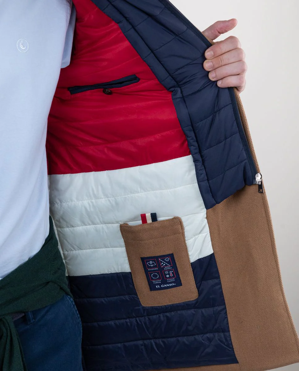 Abrigo Paño Liso Camel - Imagen 3