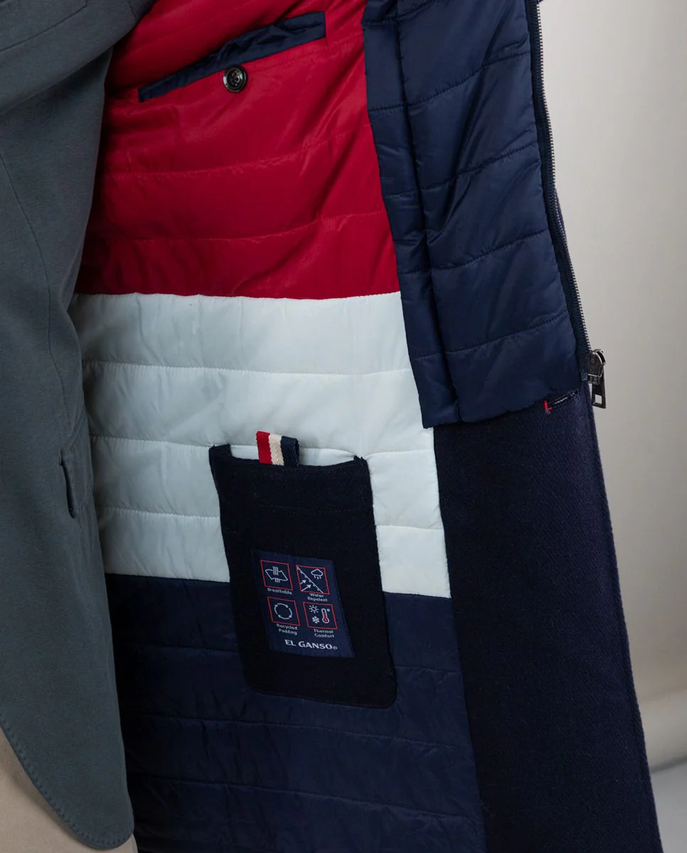 Abrigo Paño Liso Marino - Imagen 3