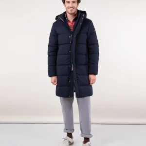 Abrigo Acolchado Largo Franela Marino