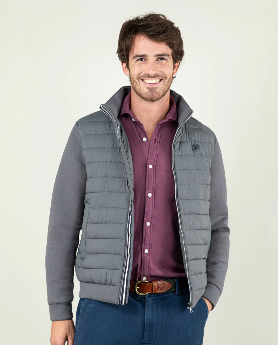 Cazadora Acolchada Mangas Neopreno Gris Marengo - Imagen 4