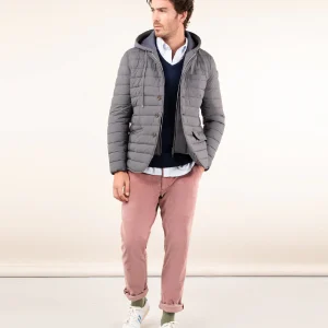 Americana Acolchada Desmontable Sudadera Gris Marengo