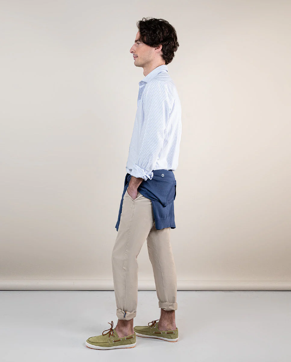 Camisa Pin Point Raya Fine Bengal Oxford Celeste - Imagen 4