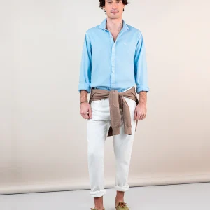 Camisa Estructura Garment Dyed Celeste