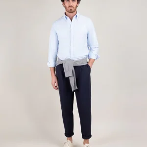 Camisa Oxford Liso Celeste