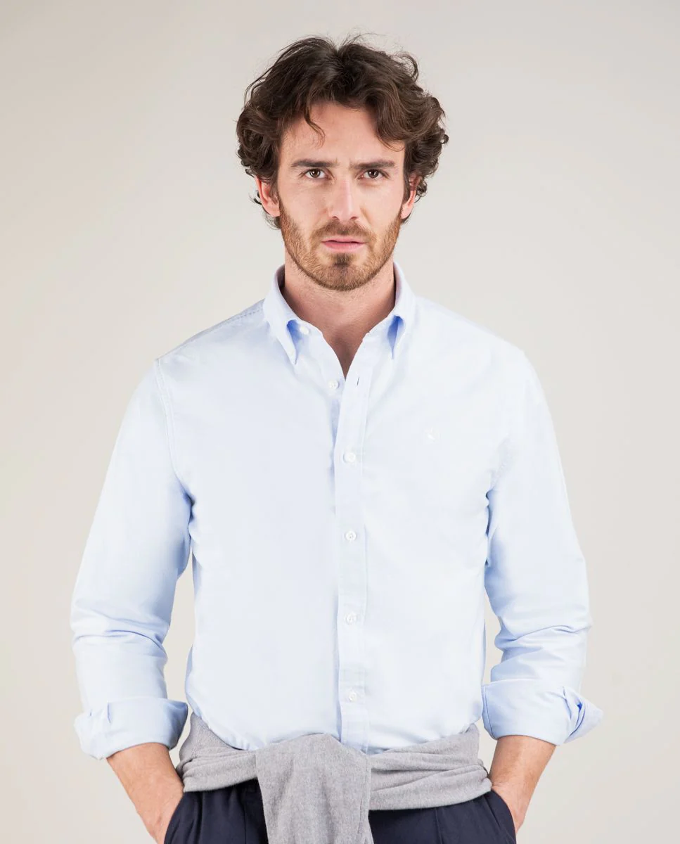 Camisa Oxford Liso Celeste - Imagen 3