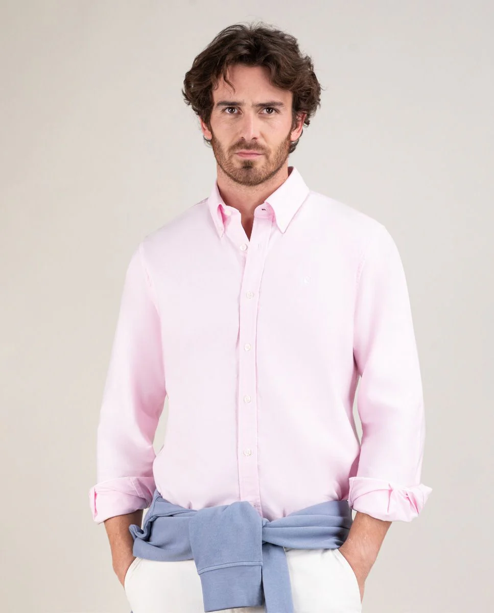 Camisa Oxford Liso Rosa - Imagen 4