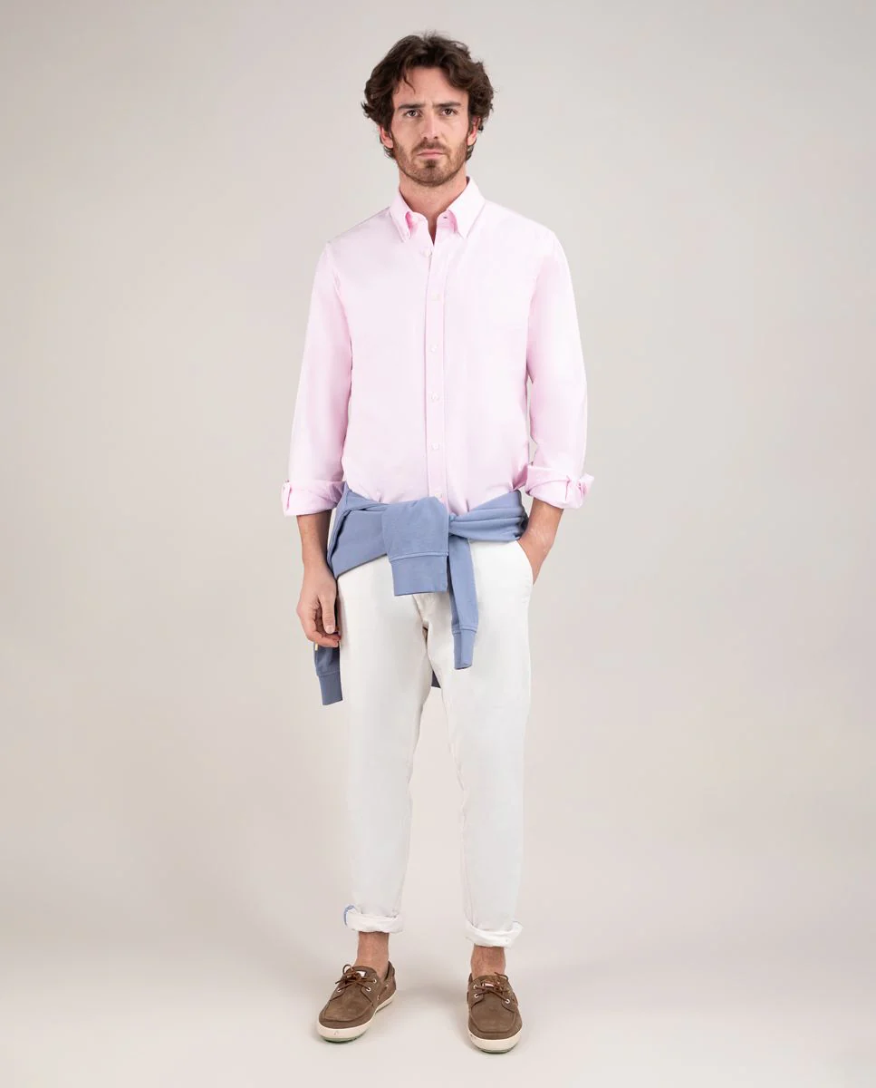 Camisa Oxford Liso Rosa